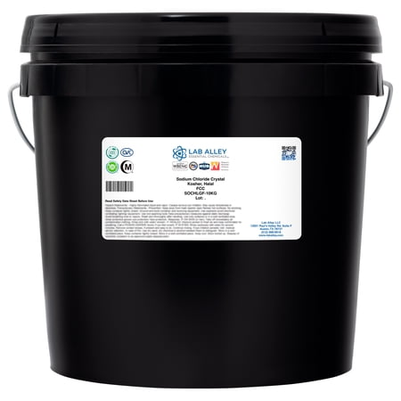Lab Alley Sodium Chloride Crystal, FCC Grade, Kosher Certified, Halal, GMO Free, Great for Cooking and Baking, 10KG