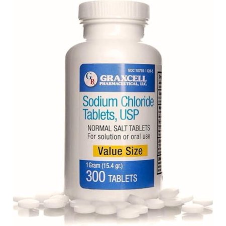 Sodium Chloride Tablets 1 Gm | 300 Count | Normal Salt Tablets | (15.4gr.)