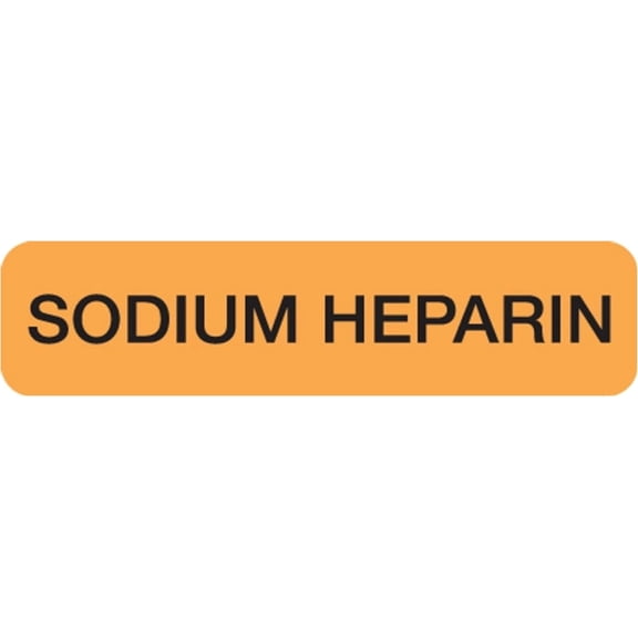 Sodium HEPARIN Specimen Labels for Blood Collection and Testing, 1-1/4" x 5/16", Fluorescent Orange, Permanent Adhesive, , 250 Stickers/Box