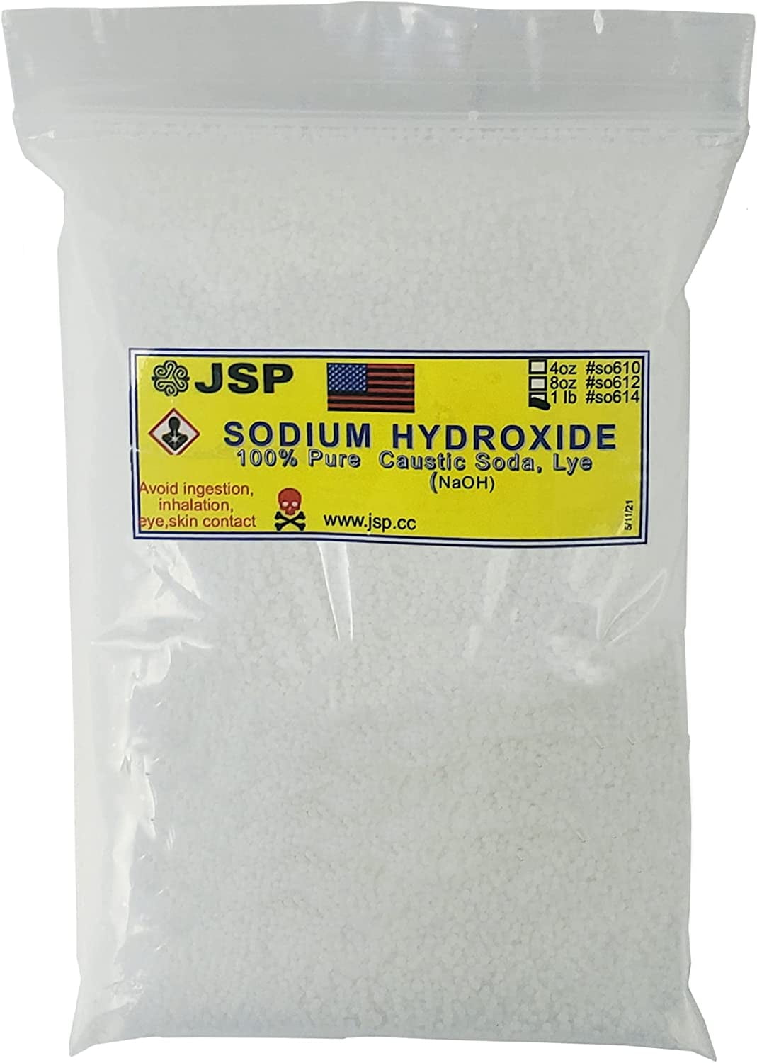 Sodium Hydroxide 100 Pure Caustic Soda, Lye 1LB (Single)