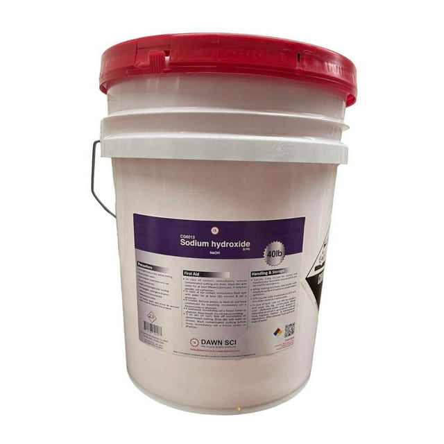 Sodium Hydroxide (Caustic Soda Beads) 40 lb Pail, White