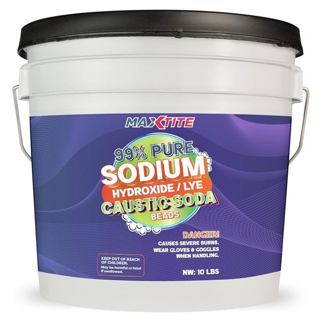 Sodium Hydroxide (Caustic Soda Beads) Lye 99 Pure (10lbs) Food Grade
