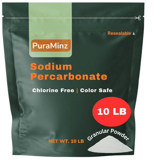 Sodium Percarbonate (10 LB)-Premium Oxygen Bleach & Multi-Purpose Stain Remover in Durable Resealable Packaging
