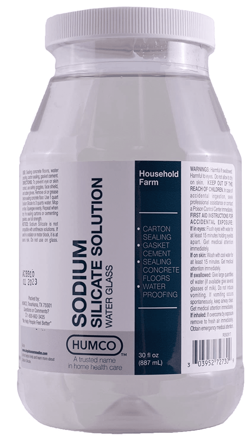Sodium Silicate Solution 30Oz. Liquid Water Glass. Gasket Sealing. Concrete