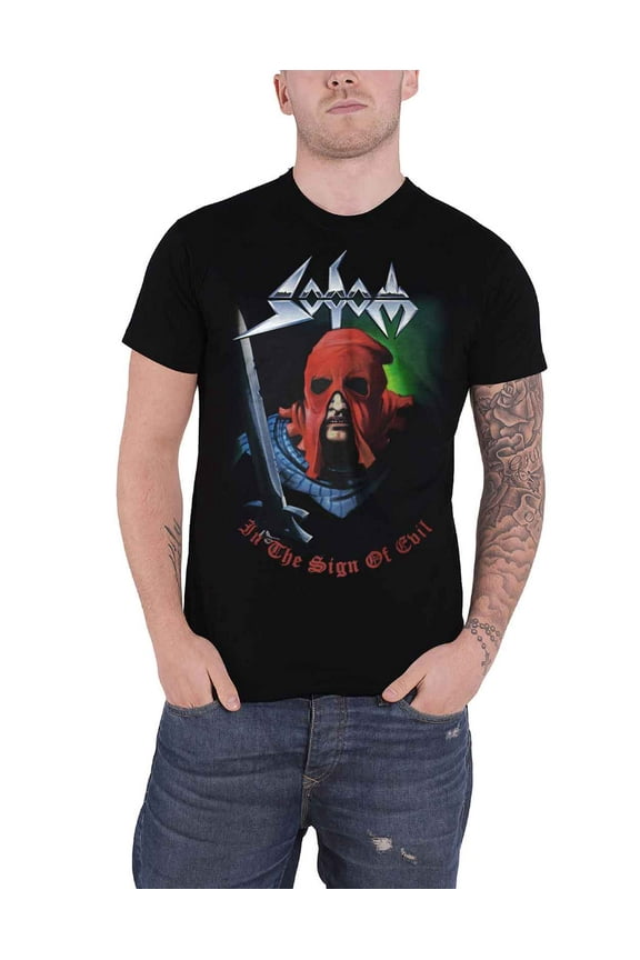 T Shirt In The Sign Of Evil Album Cover Band Logo new Official Mens Black