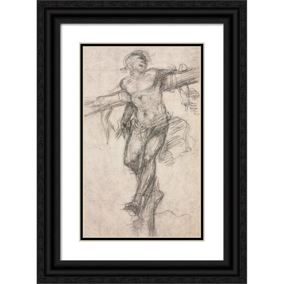 Sodoma 13x18 Black Ornate Wood Framed Double Matted Museum Art Print Titled - The Unrepentant Thief (C. 1530)