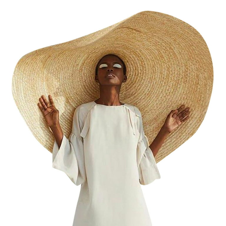 Sodopo Beach Hats for Women Oversized Straw Hat - Super Wide Brim Sun Hat  UV Protection Beach Cap Big Foldable Floppy Sunshade Hats Cover 