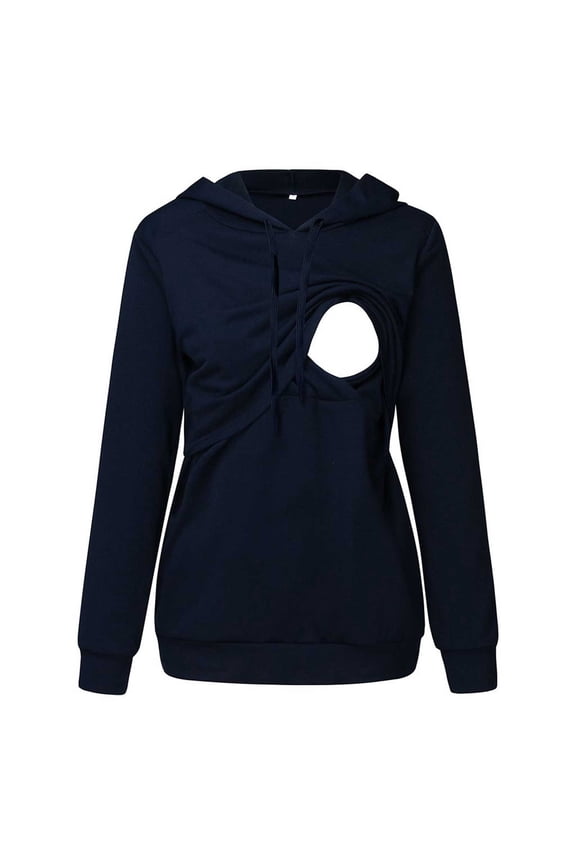 Fall Maternity Women Pregnant Tops Nursing Long Sleeves Hooded Clothes Casual Blouse