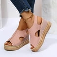 thumbnail image 1 of Wedge Sandals for Women Summer Open Toe Low Platform Wedges Sandals Elastic Ankle Strap Comfortable Casual Shoes, 1 of 6