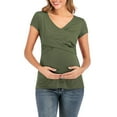 thumbnail image 1 of Sodopo Maternity Shirt Woman V-Neck Short Sleeve Solid Color Fashion Breastfeeding Top, 1 of 7