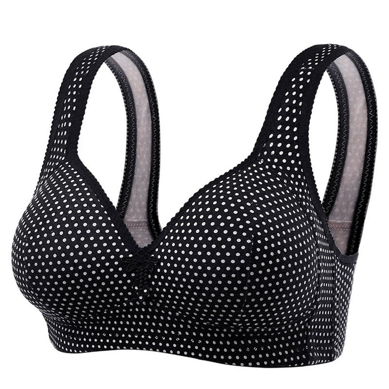 Sodopo Plus Size Sports Bras for Women, Ultimate Lift Wireless Bra, Cute  Polka Dot Printed Wirefree Bra with Support, Full-Coverage Wireless Bra for