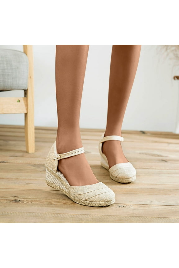 Sodopo Sandals Summer Ladies Shoes Platform Wedge Heel Closed Toe Sandals Casual Women's Sandals on Shoes Women