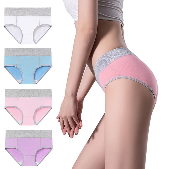 Sodopo Sexy Underwear For Women 4pc Large Seamless Cotton High Waist Briefs Hip Lifting Underpants