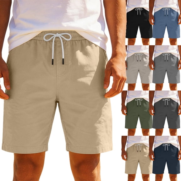 Sodopo Shorts for Men Casual Solid Multi-pocket Elastic Waistr Shorts Sports Pants Shorts