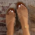 thumbnail image 1 of Sodopo Women Flat Sandals Open Toe Slip on Mule Slides Crossed Strap Slipper Summer Nude Dressy Fashion Evening Party Wedding Sandals Womens Shoes, 1 of 7