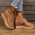 thumbnail image 1 of Wedge Sandals for Women Summer Open Toe Low Platform Wedges Sandals Elastic Ankle Strap Comfortable Casual Shoes, 1 of 6