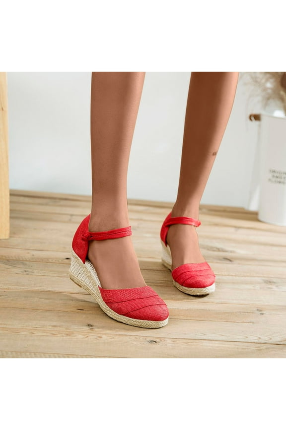 Sodopo Women Sandals Comfortable Summer Ladies Shoes Platform Wedge Heel Closed Toe Sandals Casual Women's Sandals Woman Shoes