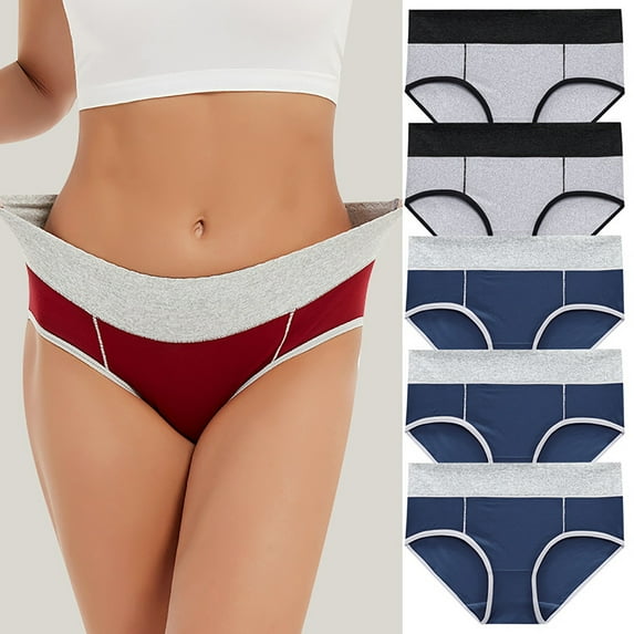 Sodopo Womens Cotton Underwear5pc Large Seamless Cotton High Waist Briefs Hip Lifting Underpants