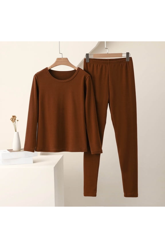 Plus Size Women Set Fashion Winter Velvet Solid Color Double-Sided Velvet Warm Round Neck and Long Sleeves Warm Clothes Sets