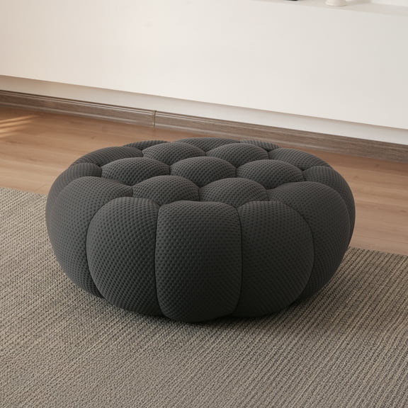 Sodrens 42.52" Bubble Couch,Modern Upholstered Mesh Fabric Lazy Floor Sofa,3D Honeycomb Shape Bubble Sofa Curved Couch for Living Room,Office,Apartment,No-Assembly(Dark Grey,Ottoman)