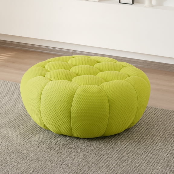 Sodrens 42.52" Bubble Couch,Modern Upholstered Mesh Fabric Lazy Floor Sofa,3D Honeycomb Shape Bubble Sofa Curved Couch for Living Room,Office,Apartment,No-Assembly(Fluorescent Green,Ottoman)