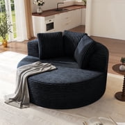 Sdorens 50 Chaise Lounge Indoor,Modern Lazy Floor Sofa Bed Comfy Upholstered Sleeper Couch Deep Seat for Living Room,Bedroom,No Assembly,BlackPlush Corduroy