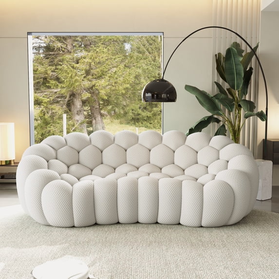 Sodrens 79.53" Bubble Couch,Modern Oversize Lazy Floor Sofa,Curved Football Sofa for Living Room,Office,Apartment,No-Assembly,Light Grey