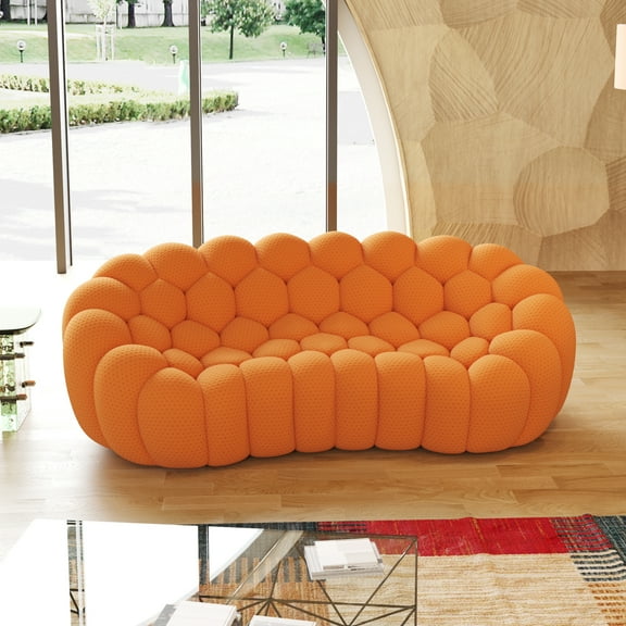 Sodrens 79.53" Bubble Couch,Modern Oversize Lazy Floor Sofa,Curved Football Sofa for Living Room,Office,Apartment,No-Assembly,Orange