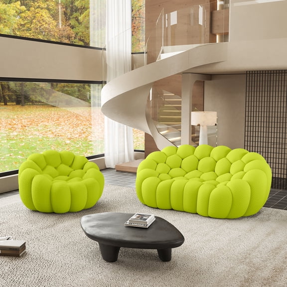 Sodrens 79.53" Bubble Couch,Modern Oversize Lazy Floor Sofa with Single Seat,Curved Football Sofa for Living Room,Office,Apartment,No-Assembly,Fluorescent Green