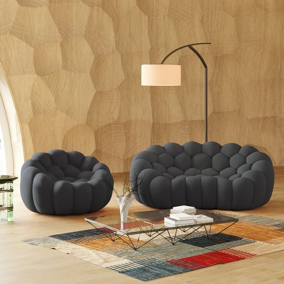 Sodrens 79.53" Bubble Couch,Modern Oversize Lazy Floor Sofa with Single Seat,Curved Football Sofa for Living Room,Office,Apartment,No-Assembly,Grey