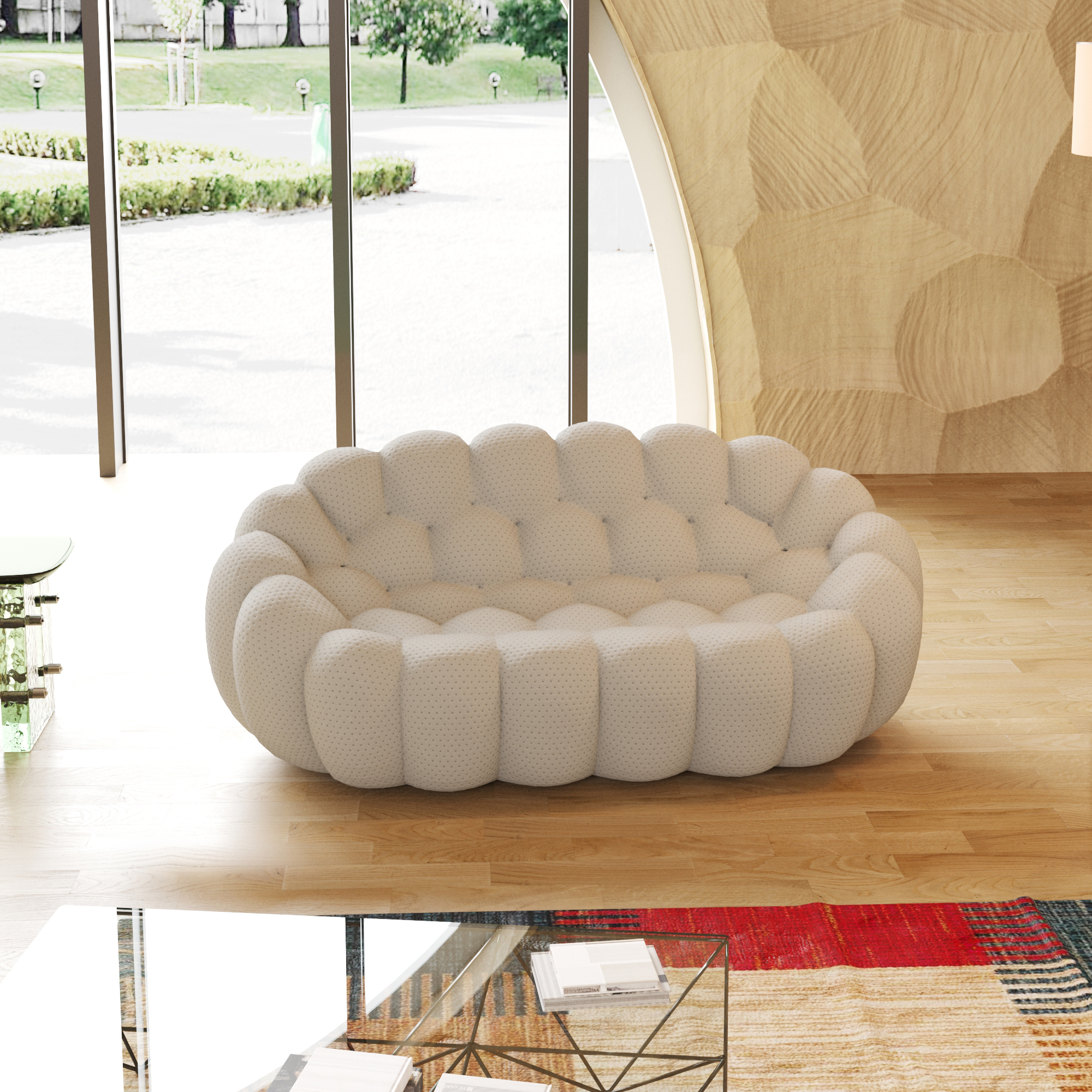 Sodrens 79 53 Bubble Couch Modern Upholstered Mesh Fabric Lazy Floor Sofa 3D Honeycomb Shape Bubble Sofa Curved Couch Living Room Office Apartment No: A Straightforward Review
