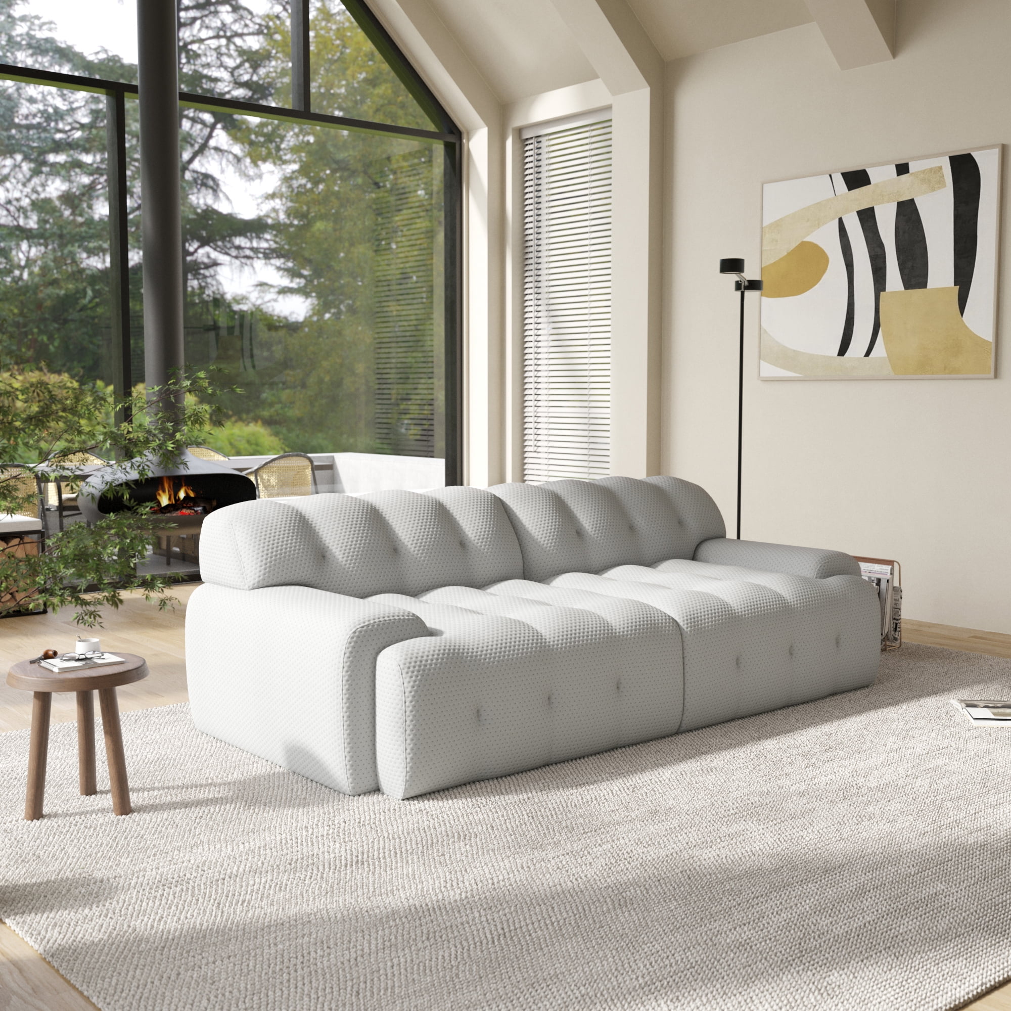 Sdorens 86.6 inch Oversized Loveseat Sofa,3D Mesh Fabric Comfy Sectional Cloud Sofa Couches,Curved Couch for Living Room, Office, Apartment,No Assembly Required (Light Gray)