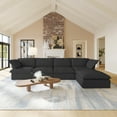 thumbnail image 1 of Sodrens Convertible Sectional Modular Sofa,L-Shaped Sofa Linen Fabric Couch Free Combination Sofa,4-Seat Sofa with One Ottoman for Living Room,Black, 1 of 11