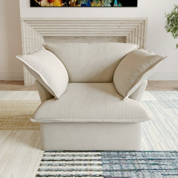 Sdorens Modular Sectional Sofa,Modern Linen Fabric Couch Free Combination Sofa,1-Seat Single Sofa for Living Room,Beige