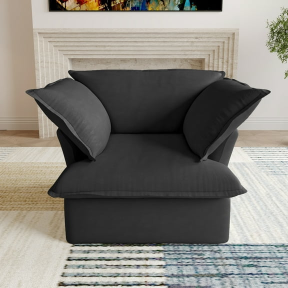 Sodrens Modular Sectional Sofa,Modern Linen Fabric Couch Free Combination Sofa,1-Seat Single Sofa for Living Room,Black