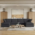 thumbnail image 1 of Sdorens Modular Sectional Sofa,U Shaped Sofa Linen Fabric Couch Free Combination Sofa,4-Seat Sofa with Two Ottomans for Living Room,Black, 1 of 15