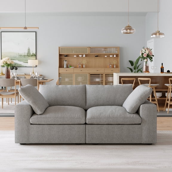 Sdorens Sectional Sofa,Free Convertible Modular Couch,Modern Linen Fabric Sofa,loveseat sofa for Living Room,Apartment and Small Space,2-Seat Sofa,Light Gray