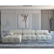 Sodrens Modular Sectional Sofa,L-Shaped Sofa Velvet Couch Free Combination Sofa,3-Seat Sofa with Ottoman for Living Room and Apartment,Beige