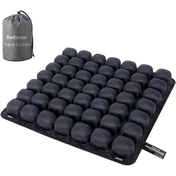 Sodurue Travel Cushion Airplane Seat,Airplane Seat for Long Flights,Press Type Air Inflatable Wheelchair Cushion,49 Airbags,for Car,Office,Stadium,Ergonomic Comfort Support,Heavy Duty