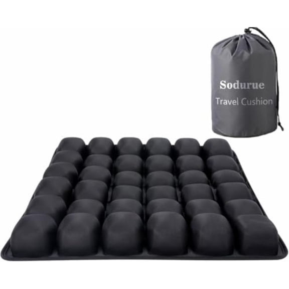 Sodurue Travel Cushion Airplane SeatAirplane Seat Cushion for Long Flights Press Type Air Inflatable Wheelchair Seat Cushion for Car Office Stadium Ergonomic Comfort Support Heavy Duty 36 Air Bag