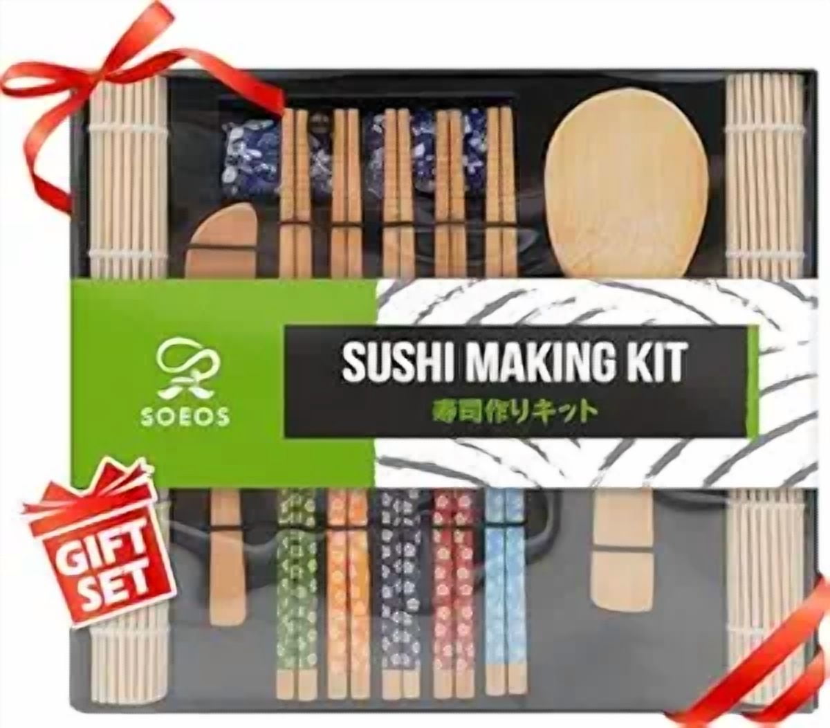 Soeos Beginner Sushi Making Kit, 10 Piece Bamboo Sushi Kit with 2