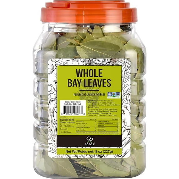 Soeos Bay Leaves, 8 oz (227g), Non-GMO Verified, Dried Bay Leaf, Freshly Packed to Keep Fresh, Bay Laurel Herbs for Cooking,Bay Laurel Leaf, Dried Bay Leaves, Fresh Bay Leaves, Green
