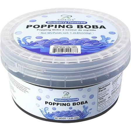 Soeos Blueberry Popping Boba Sweet & Juicy Pearls, 550g