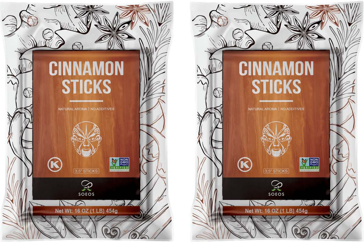 Soeos Cinnamon Sticks 16 oz (454g), 2 Packs, Total Weight of 32oz (2lb) 908g