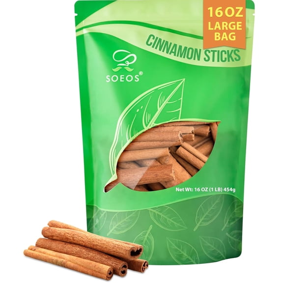 Soeos Cinnamon Sticks, 16oz (1lb) Bulk Bag, 3.5 Inches Length, Premium Whole Cinnamon for Baking & Cooking