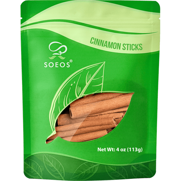 Soeos Cinnamon Sticks, Regular, Green Bag, 4oz