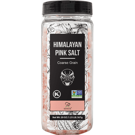 Soeos Coarse Himalayan Pink Salt 20 oz, Kosher, Salt for Grilling, Cooking, Baking, Seasoning