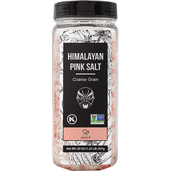 Soeos Coarse Himalayan Pink Salt 20 oz, Kosher, Salt for Grilling, Cooking, Baking, Seasoning