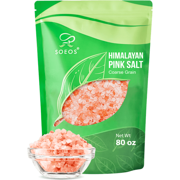 Soeos Himalayan Pink Salt, Coarse Grain, 5 Lbs (Pack of 1), Himalayan Pink Salt, Sea Salt for Grinder Refill