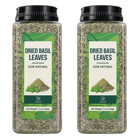 Soeos Dried Basil Leaves, 142g, (5 oz), 2 Packs, Total Weight, 10 oz